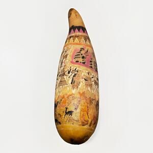 15” Vintage Peruvian Hand Carved Shaker Gourd Musical art